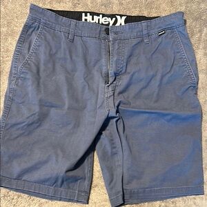 Hurley Blue Flat Front Shorts Lightweight Cotton